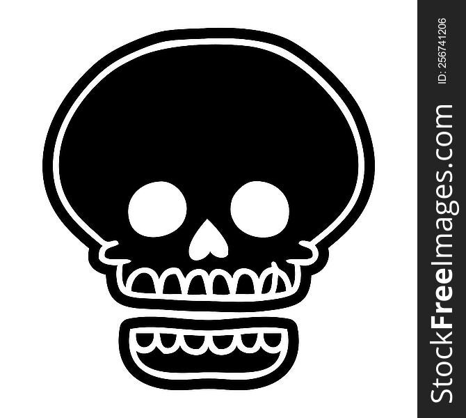 Cartoon Icon Drawing Of A Skull Head