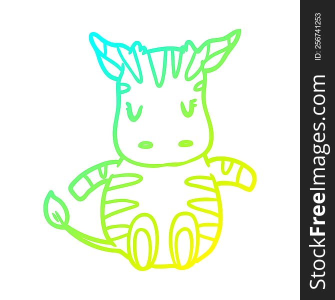 Cold Gradient Line Drawing Cute Zebra