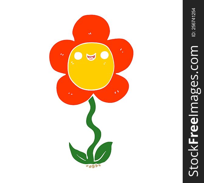 Flat Color Style Cartoon Flower