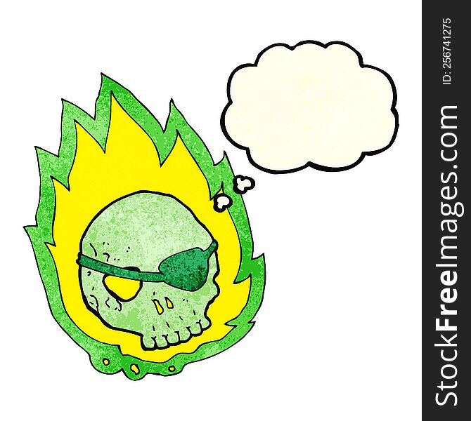 Cartoon Burning Skull With Thought Bubble