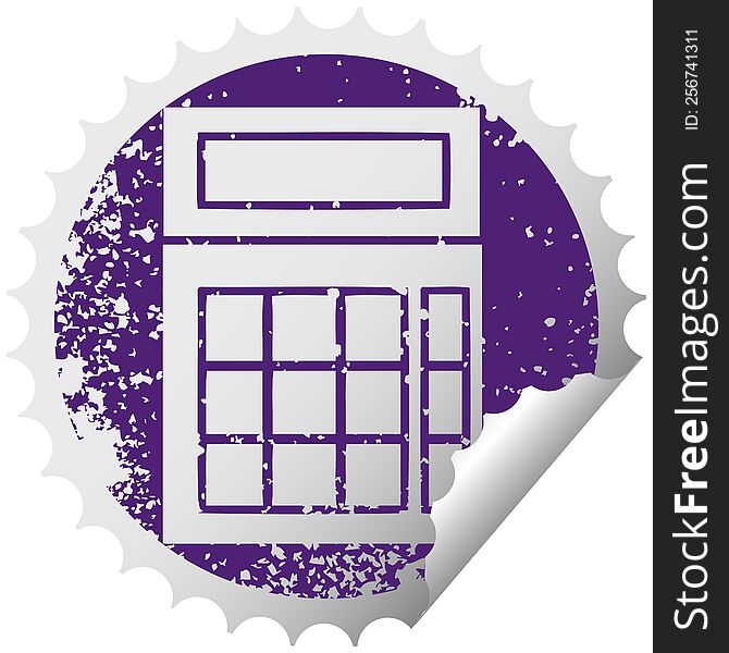 Distressed Circular Peeling Sticker Symbol School Calculator