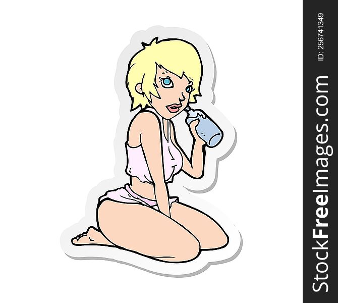 sticker of a cartoon sexy gym girl