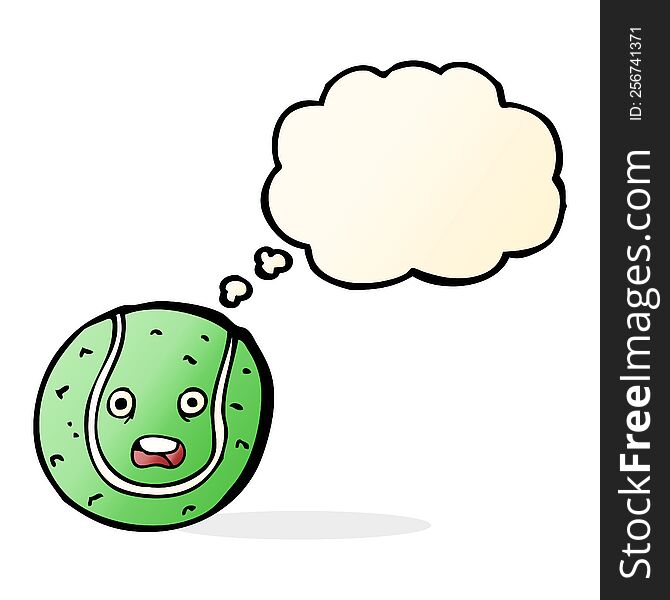 cartoon tennis ball with thought bubble