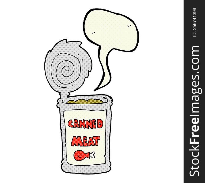 freehand drawn comic book speech bubble cartoon canned meat