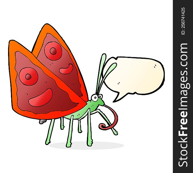 Cartoon Funny Butterfly With Speech Bubble
