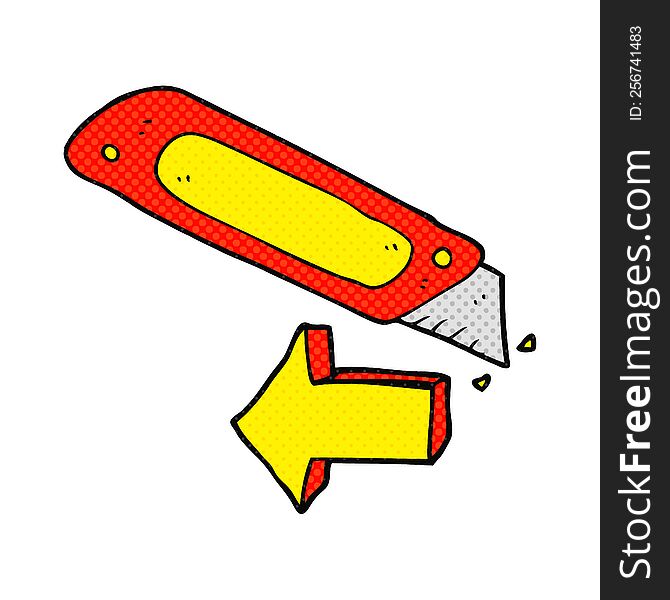 freehand drawn comic book style cartoon construction knife