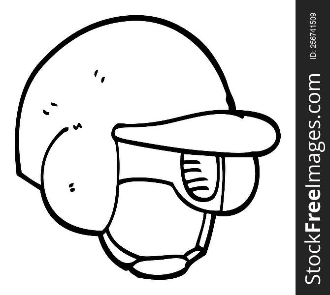 black and white cartoon baseball helmet