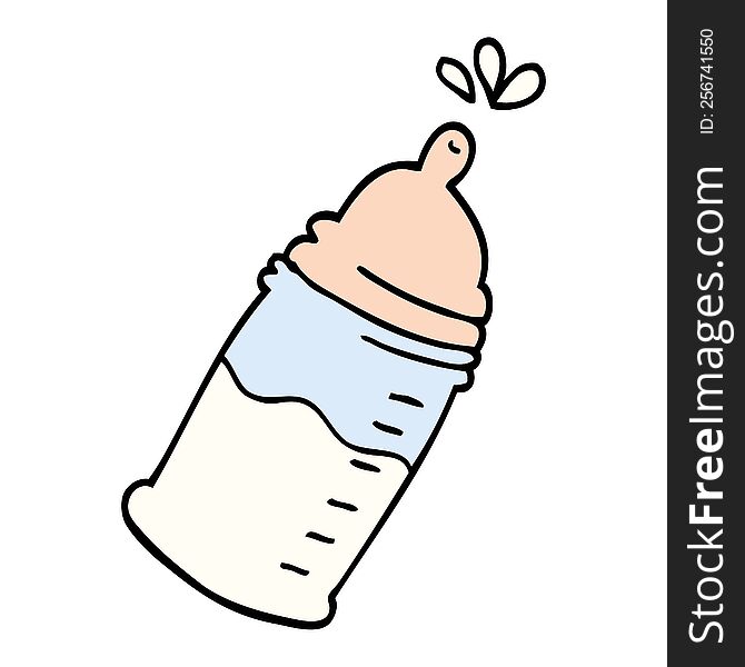 cartoon doodle baby bottle