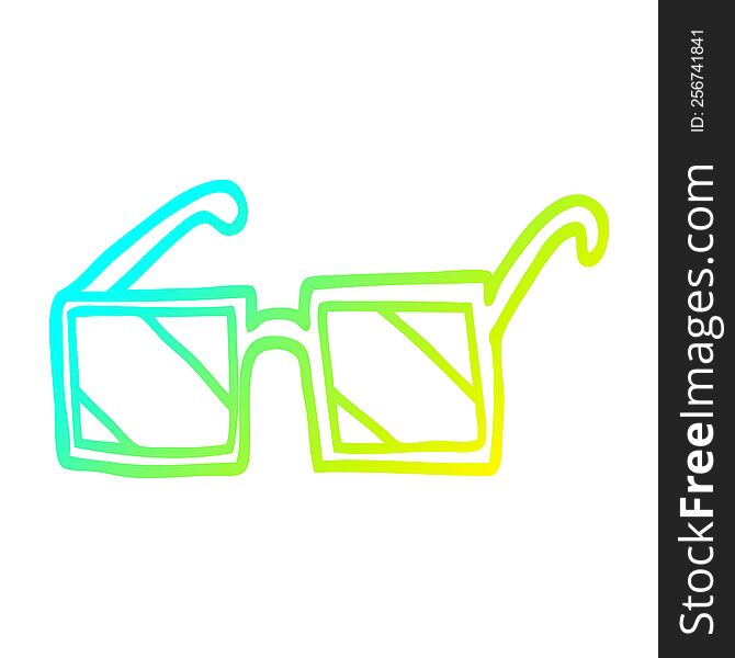 cold gradient line drawing of a cartoon square sunglasses