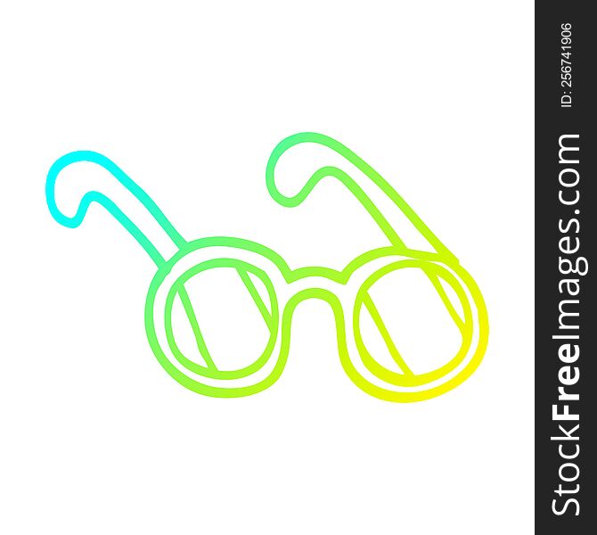 cold gradient line drawing of a cartoon sun glasses