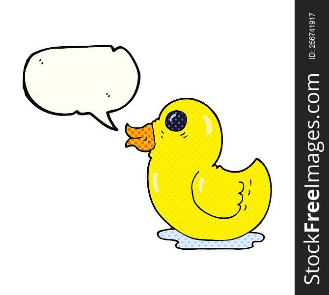 freehand drawn comic book speech bubble cartoon rubber duck