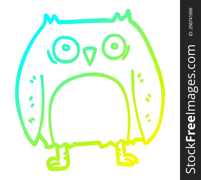 Cold Gradient Line Drawing Funny Cartoon Owl