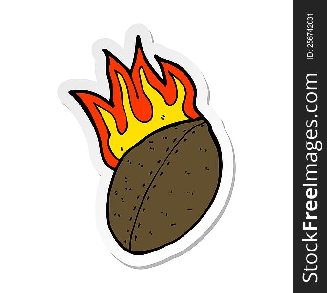 sticker of a cartoon flaming football