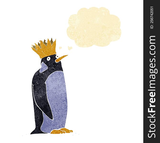 Cartoon Emperor Penguin With Thought Bubble