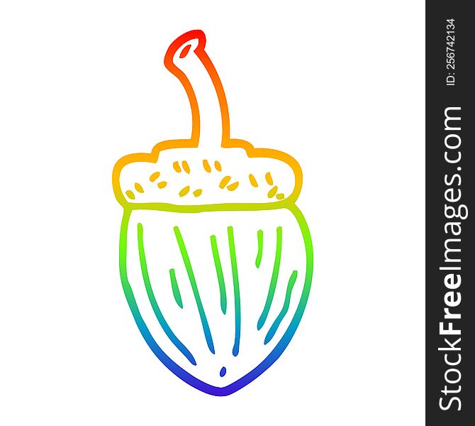 rainbow gradient line drawing of a cartoon acorn