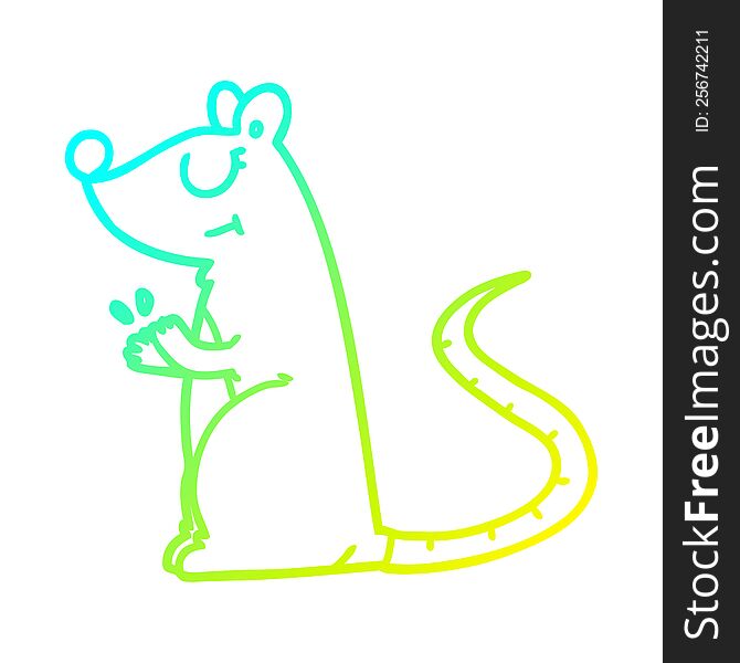 cold gradient line drawing of a cartoon white mouse