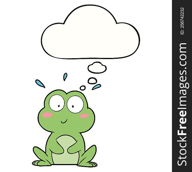 cute cartoon frog and thought bubble