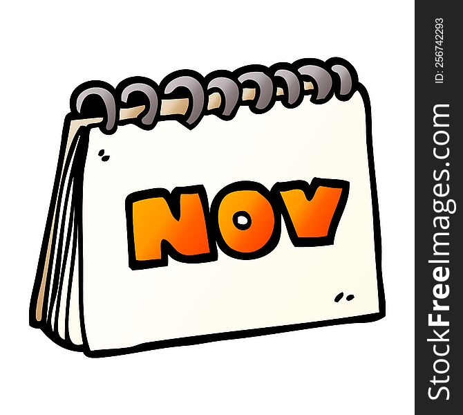 cartoon doodle calendar showing month of november