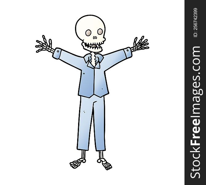 cartoon skeleton wearing pajamas. cartoon skeleton wearing pajamas