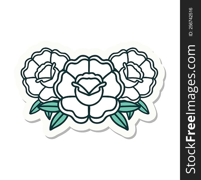 sticker of tattoo in traditional style of a bouquet of flowers. sticker of tattoo in traditional style of a bouquet of flowers