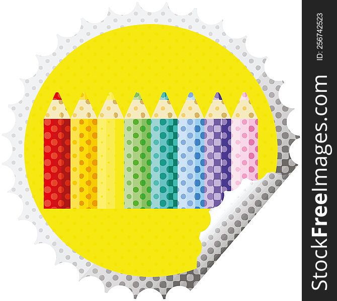 color pencils round sticker stamp