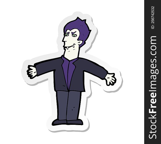 Sticker Of A Cartoon Vampire Man With Open Arms