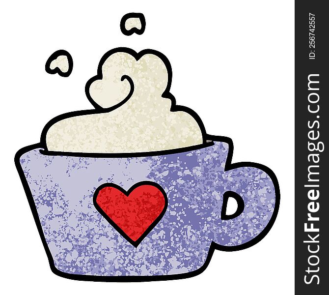 Grunge Textured Illustration Cartoon Cup Of Coffee