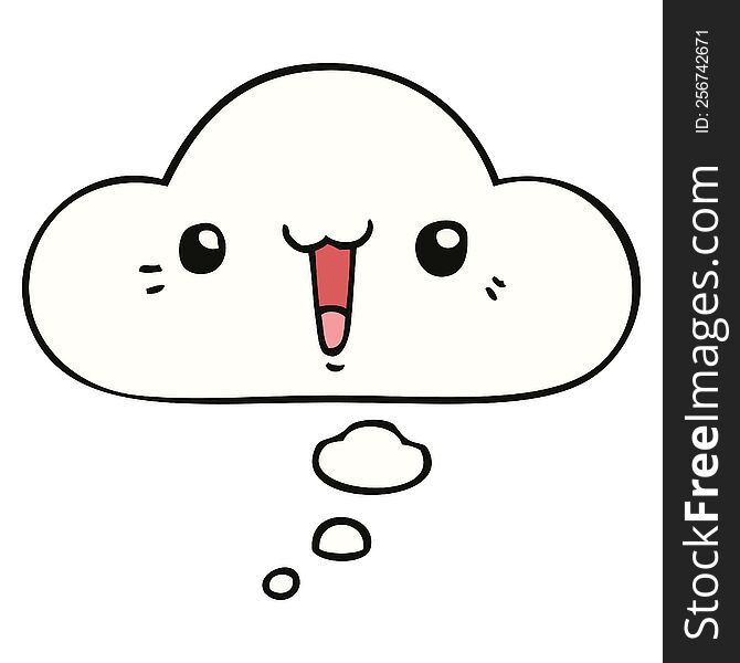 happy cartoon face with thought bubble. happy cartoon face with thought bubble