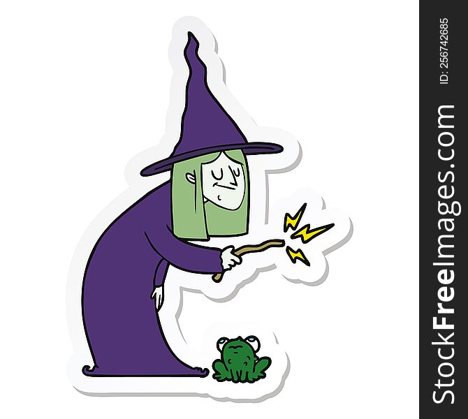 Sticker Of A Cartoon Witch