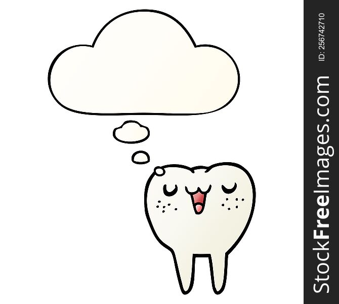 cartoon tooth with thought bubble in smooth gradient style