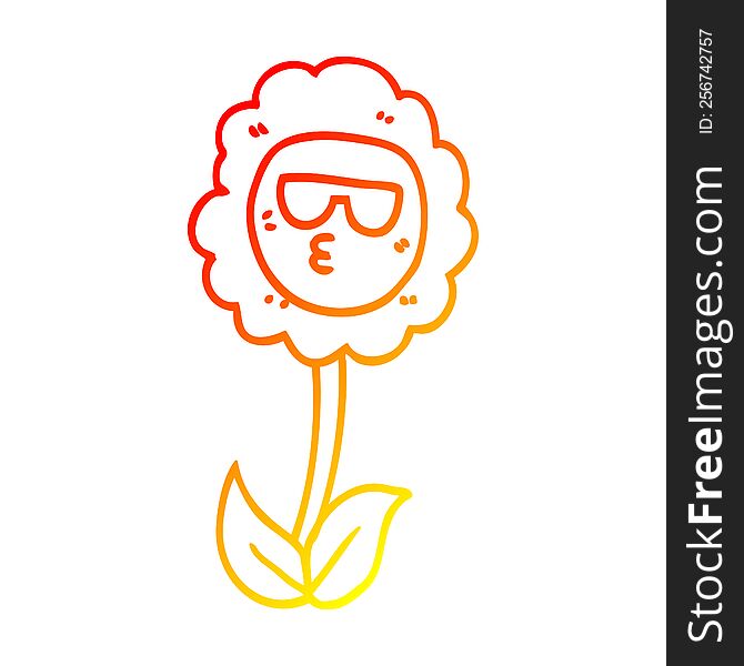 Warm Gradient Line Drawing Cartoon Flower