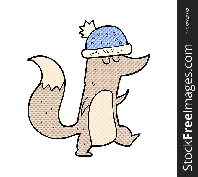 Cartoon Little Wolf Wearing Hat