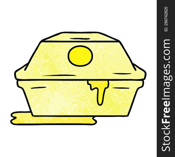 Textured Cartoon Doodle Of A Fast Food Burger Container