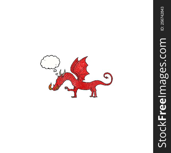 cartoon dragon with thought bubble