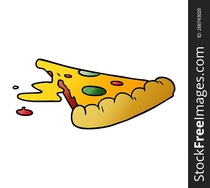 gradient cartoon doodle of a slice of pizza