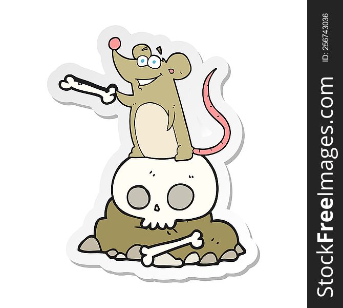 sticker of a cartoon graveyard rat