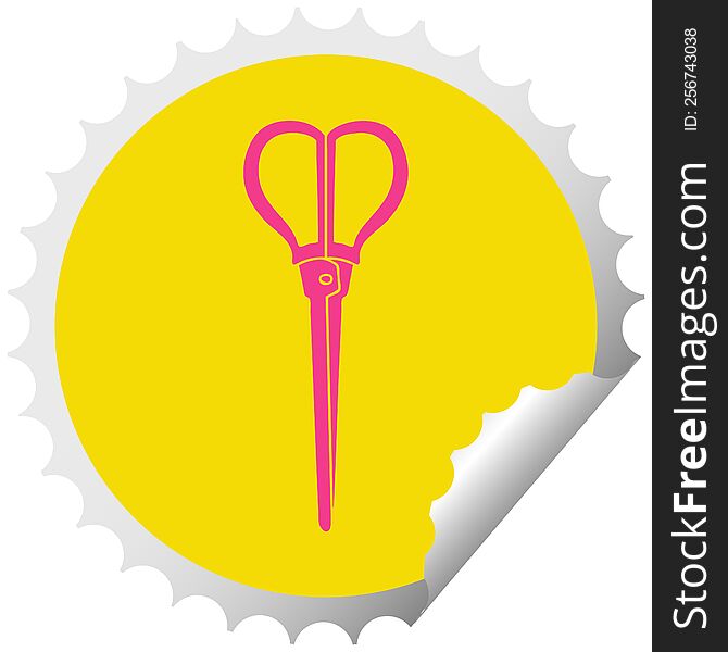 Quirky Circular Peeling Sticker Cartoon Scissors