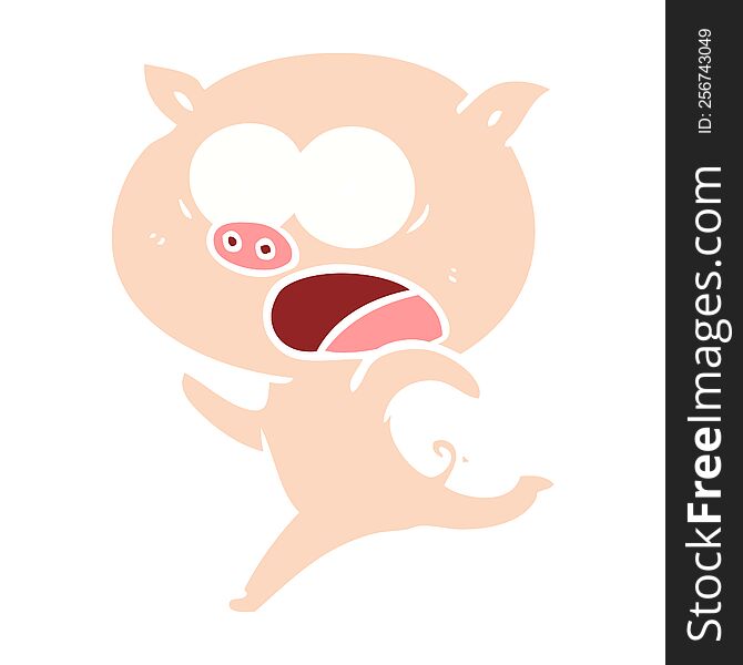 Flat Color Style Cartoon Pig Running