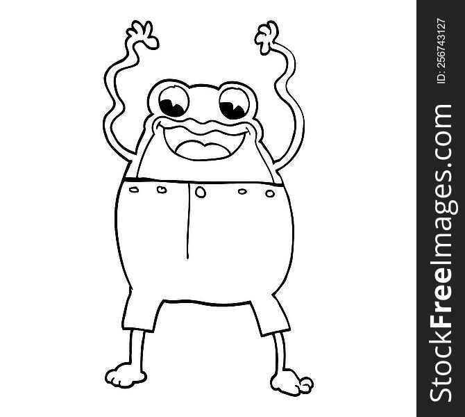 line drawing cartoon frog