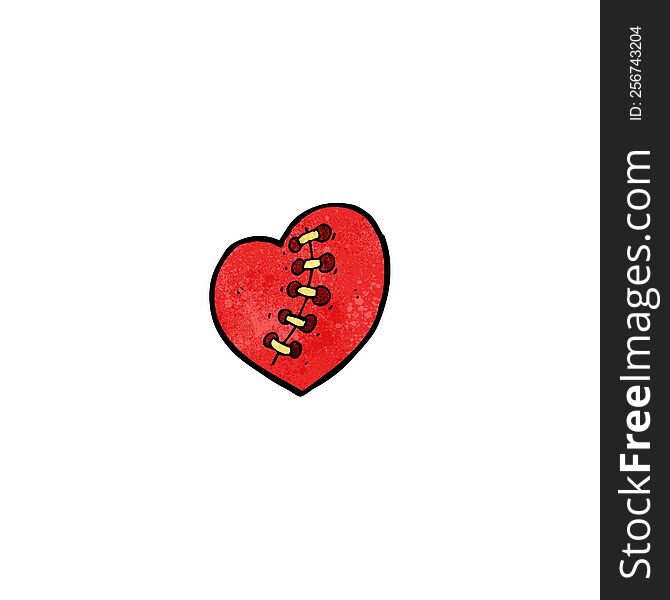 stitched heart cartoon