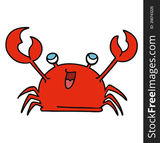 hand drawn quirky cartoon happy crab. hand drawn quirky cartoon happy crab