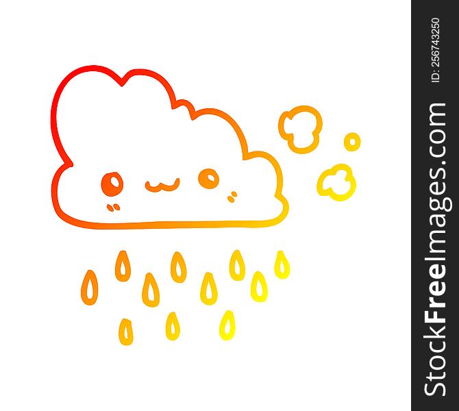 warm gradient line drawing of a cartoon storm cloud