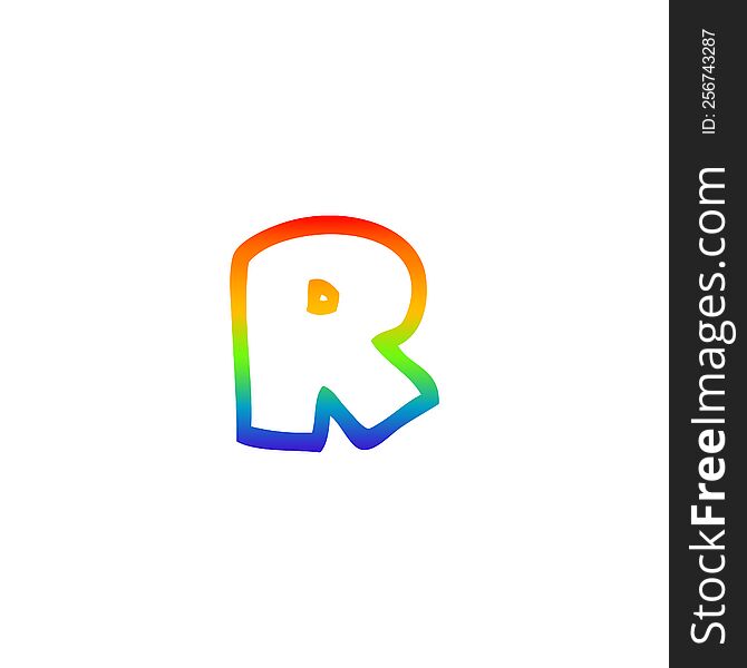 Rainbow Gradient Line Drawing Cartoon Letter R