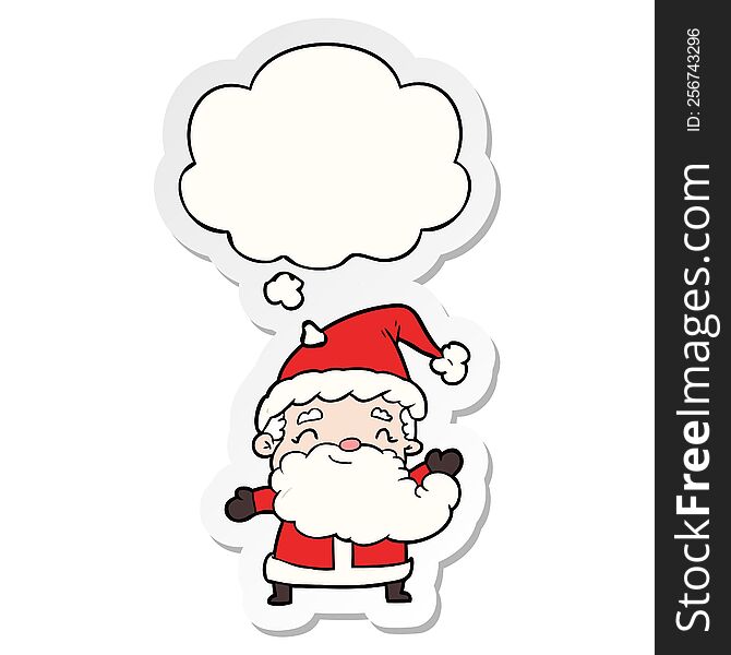 Cartoon Santa Claus And Thought Bubble As A Printed Sticker