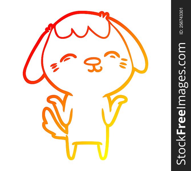 Warm Gradient Line Drawing Happy Cartoon Dog