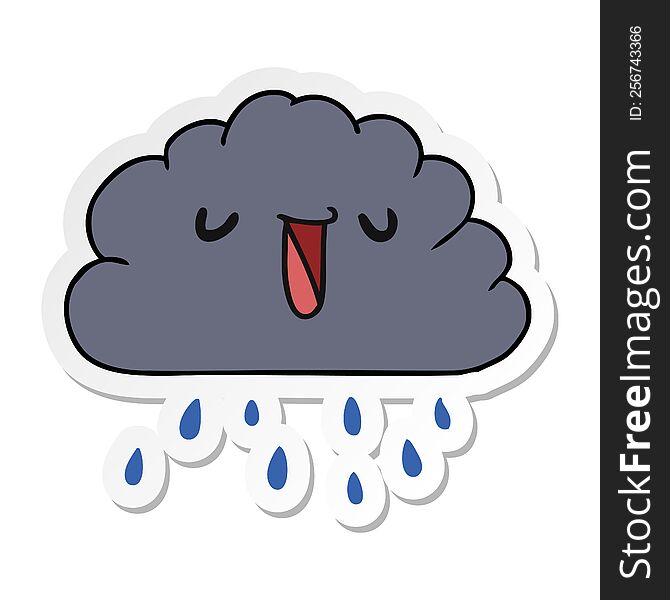 sticker cartoon illustration kawaii weather rain cloud. sticker cartoon illustration kawaii weather rain cloud