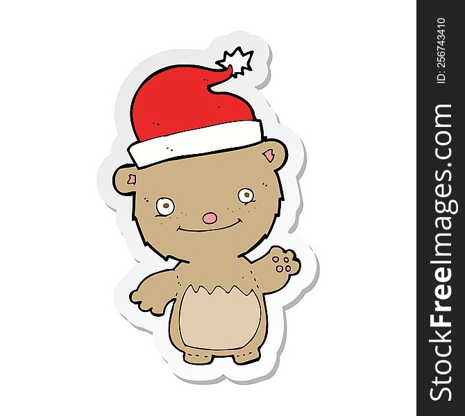 Sticker Of A Cartoon Christmas Teddy Bear