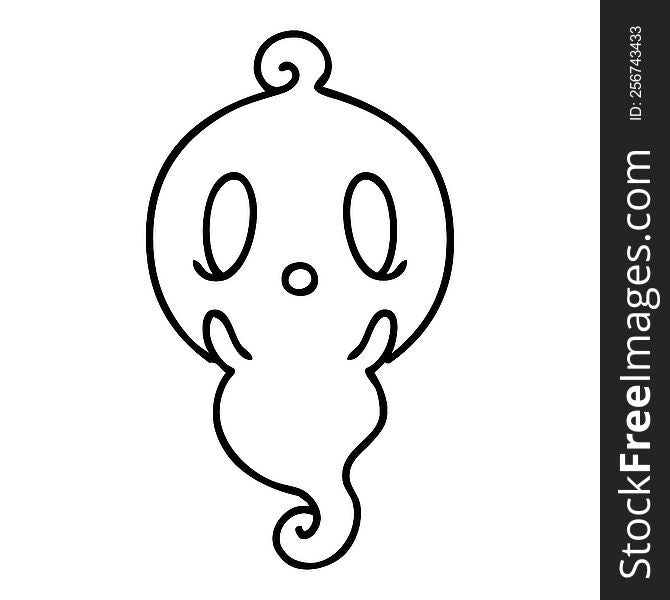 line doodle of a cute halloween ghost