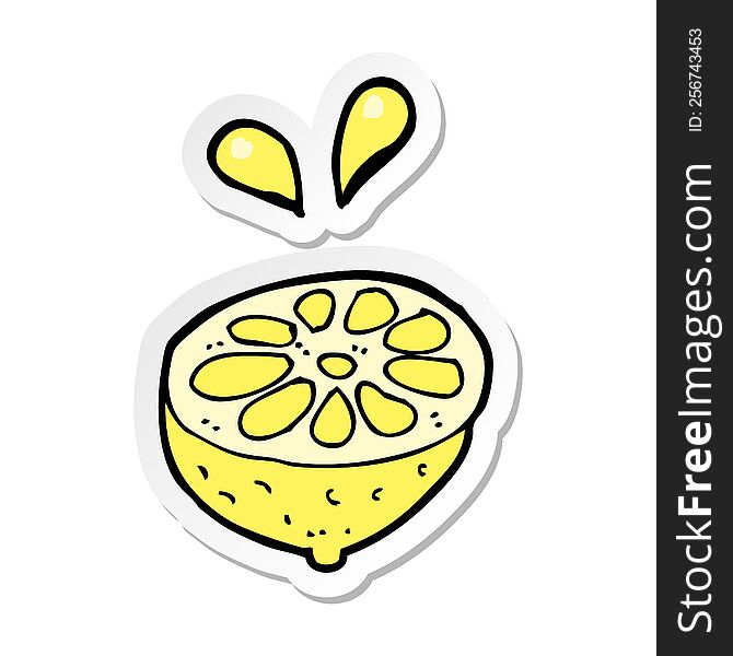 sticker of a cartoon fresh lemon