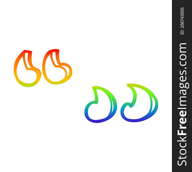 rainbow gradient line drawing of a cartoon quotation marks